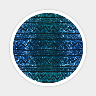 Glam Turquoise Glitter Tribal Print Pattern Magnet